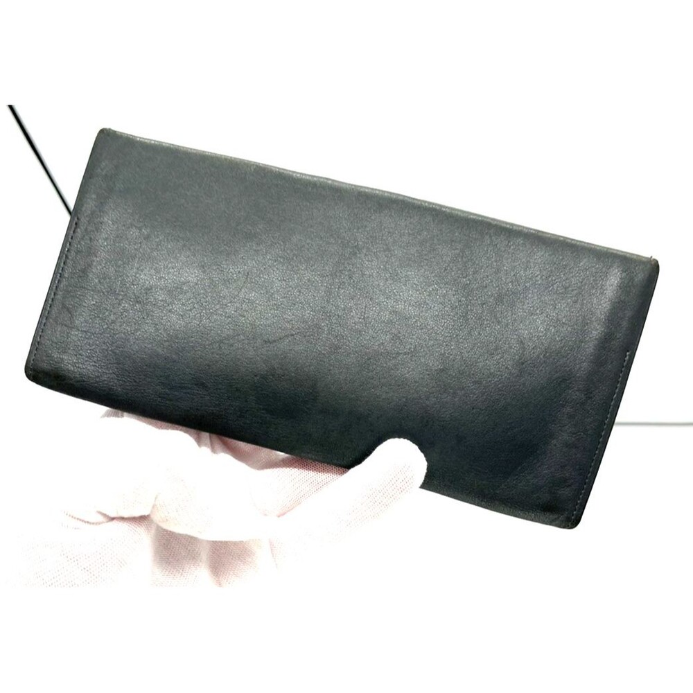 GIVENCHY 4G Logo Gray Leather Long Bifold Wallet w Metal corner protectors